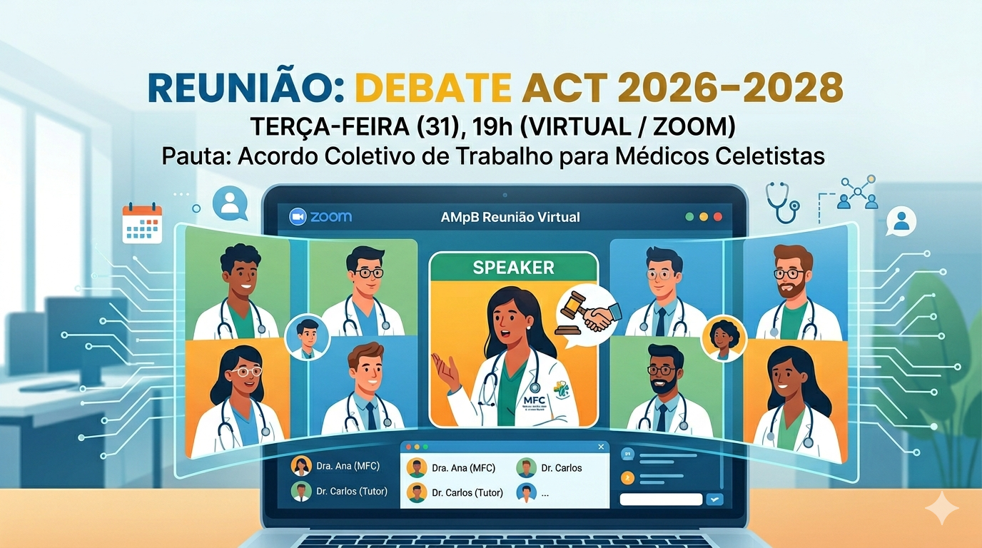 AMpB realiza reunião nesta terça (31) para debater ACT 2026–2028 dos médicos celetistas